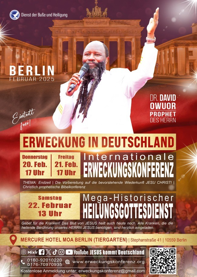 Erweckungskonferenz & Heilungsgottesdienst am 20.-22. Februar 2025 in Berlin