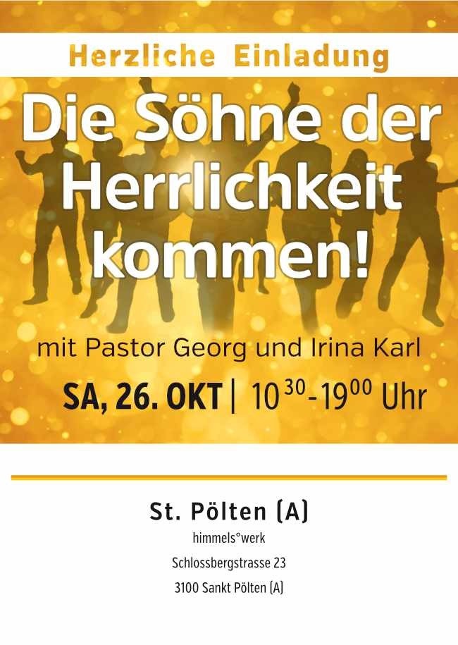 Tagesseminar "Die Söhne der Herrlichkeit kommen!"